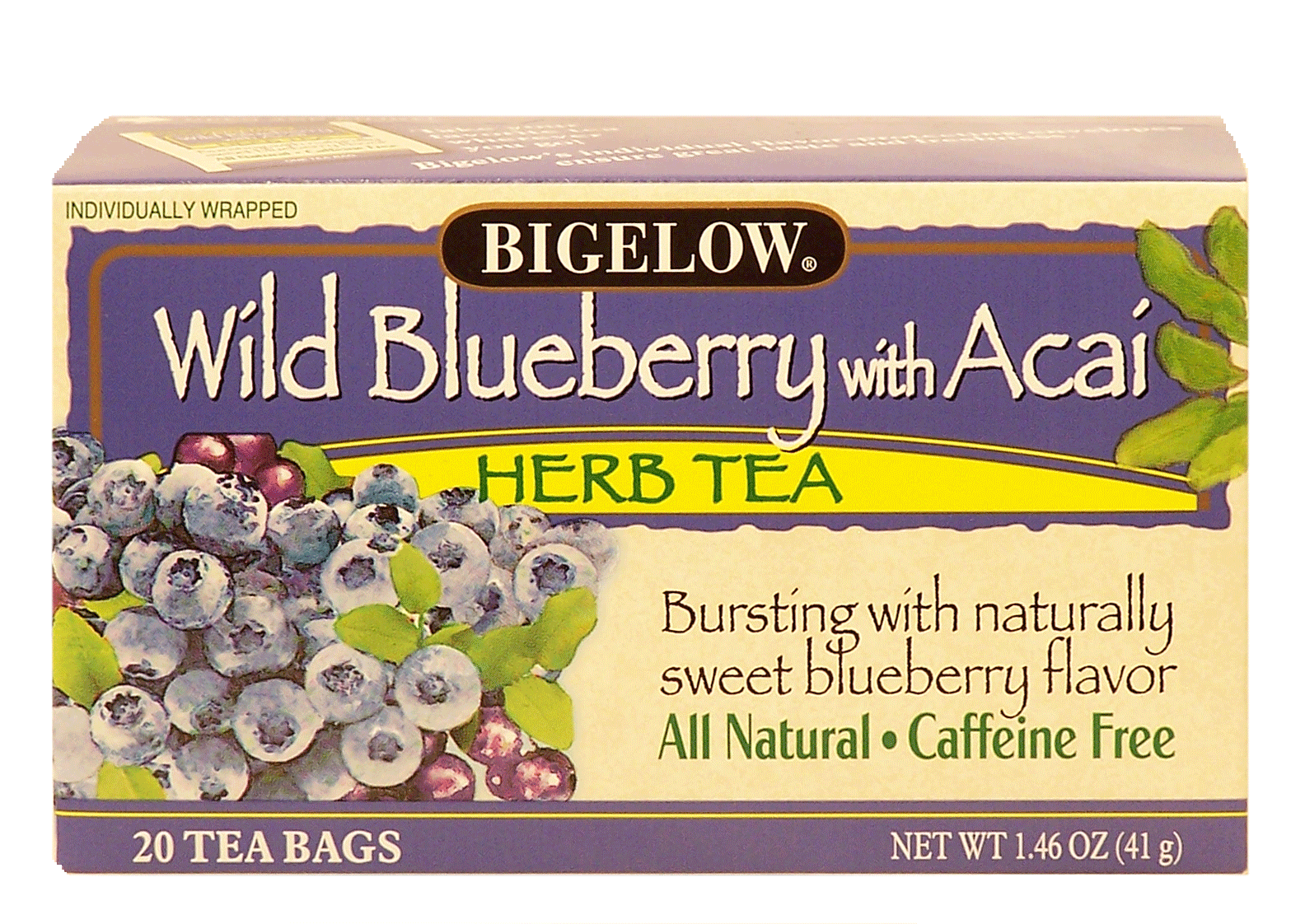 Bigelow  wild blueberry with acai herb tea, caffeine free, 20-bags Full-Size Picture